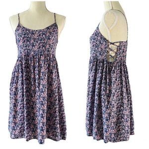 Elodie Floral Lattice Sides Mini Summer Dress S